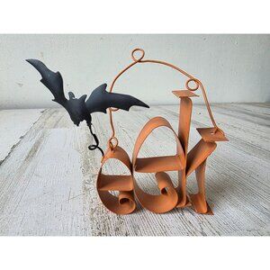 Metal eek bat Halloween ornament decor‎ sign hanging orange black